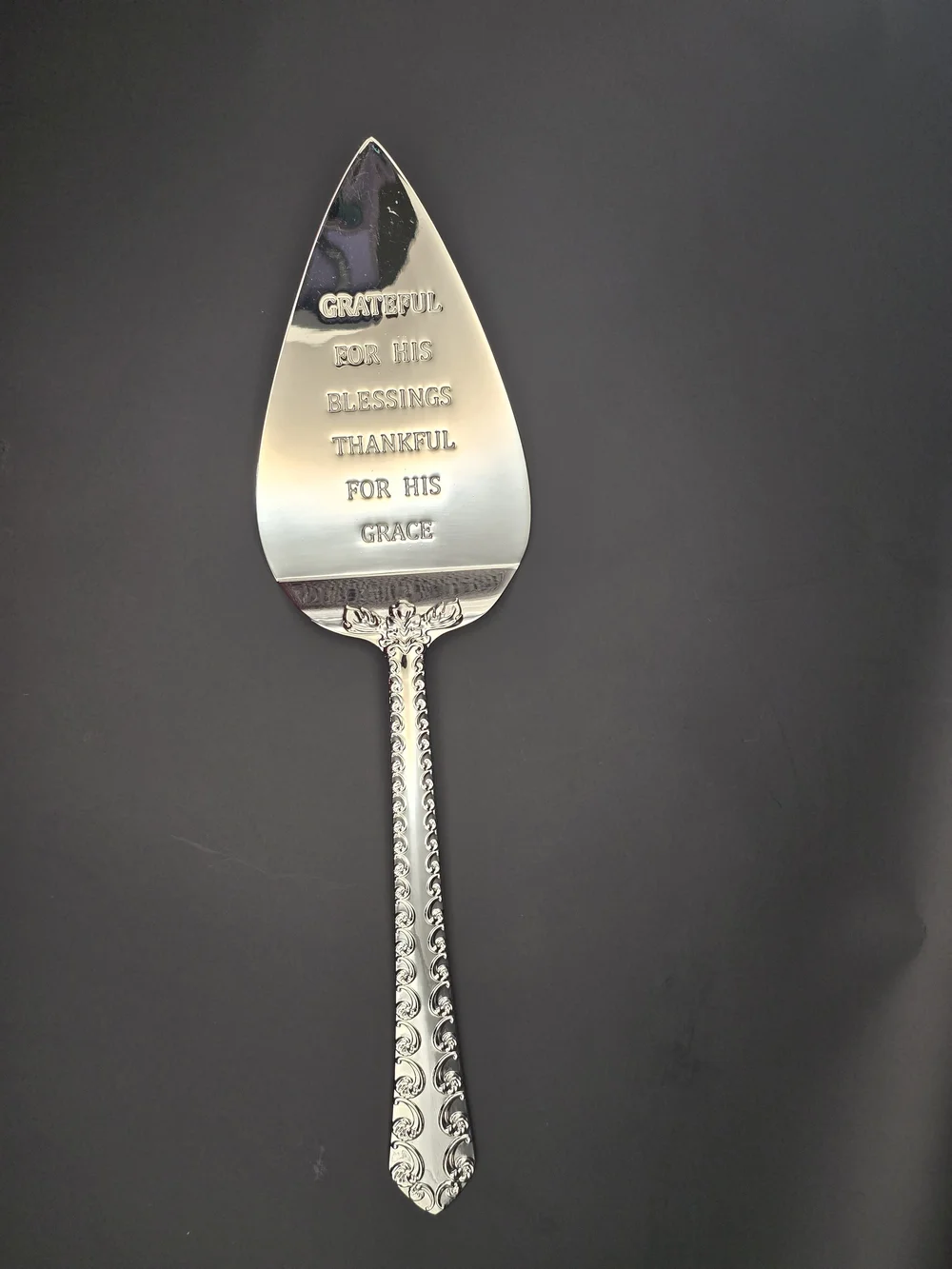 Mary & Martha Grace & Gratitude Silver Pie Cake Dessert Server Thanksgiving